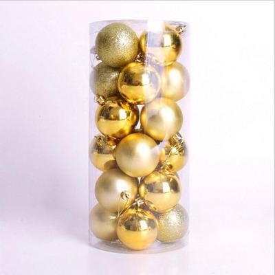 China Plastic Drum Plated Christmas Decorations 4cm Plastic Christmas Ball Set Christmas Tree Ornaments for sale