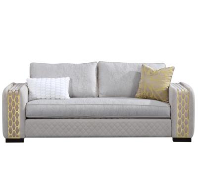 China Other High Quality OEM/ODM 3+2+1 Loveseats Sofa Set American Luxurious Fabric Gold Metal Decor Sofa Set for sale