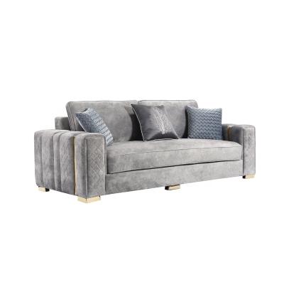 China Other Cheap Price Living Room Sofa Set Modern Luxury Stainless Steel Fabric Sofa With Coffee Table for sale