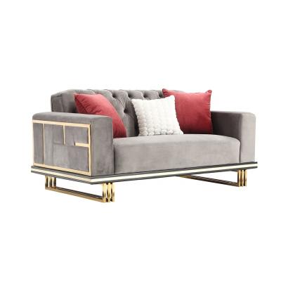 China Other Modern Luxury Tufted Fabric Sofa Set New Design Living Room Sofa Set Stainless Steel Frame for sale