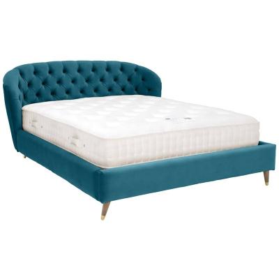 China King Queen Wooden Hot Sale Wholesale Storage Leg Headboard Velvet Fabric Bed Modern Curved Tufted View for sale