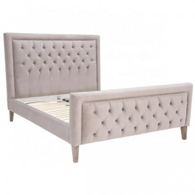 China Traditional Design Self Assembly Storage Home Hotel Apartment Furniture Fabric Velvet Bed Frame for sale