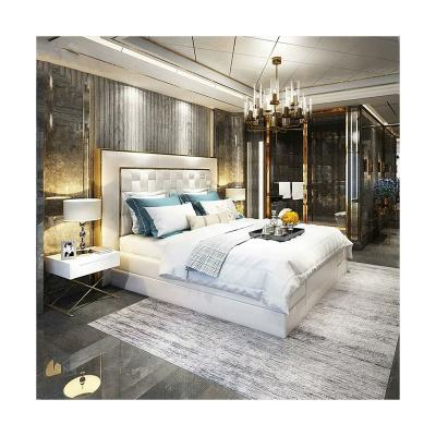 China Modern Luxury Leather Soft Italian Bedroom Luxury Large Size Headboard Hotel Living Room Bed Hotel Living Room Bed Beige Bed Frame Storage Space Bed for sale