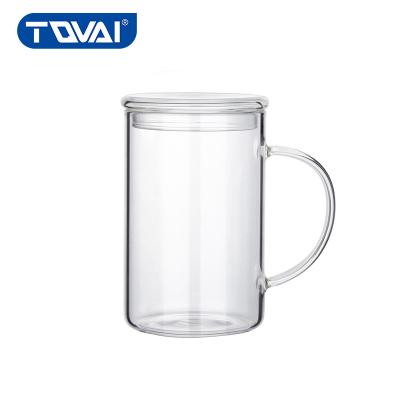 China TQVAI Contemporary Classic High Quality Clear Glass Coffee Mug Thin Walled Glass Mug With Handle for sale