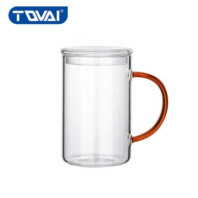 China TQVAI Contemporary Thicken Water Bottle Glass Beer Coffee Mug With Handle And Lid for sale