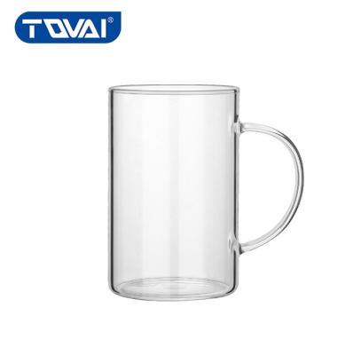 China TQVAI Contemporary Super Markets Bubble Tea Borosilicate Thin-Walled Glass Mug With Handle For Camping for sale