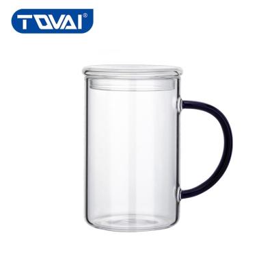 China TQVAI Contemporary Living Room Vintage Borosilicate Glass Tea Cup Mugs With Color Handle for sale