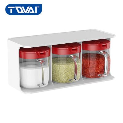 China TQVAI Sustainable Multifunctional Rice Box Dispenser Storage Container Seasoning Container Set With Box for sale