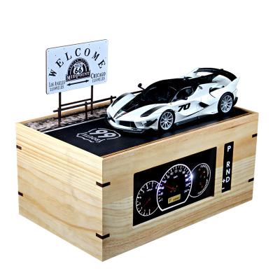 China 1:18 Dashboard Gift Box Car Model Scene Garage Display Wooden Creative Solid Wood Parking Gift Box for sale