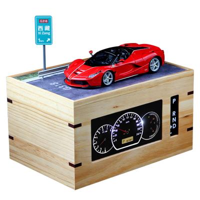 China 1:24 Dash Wooden Gift Box Car Parking Solid Wood Creative Gift Box Display Scene Garage Model Car Model for sale