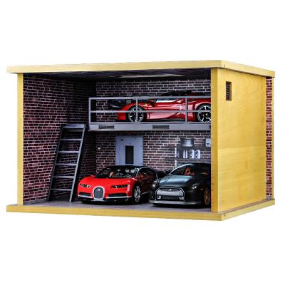 China 1:24 Wooden car parking lot garage model scene model garage handmade diy solid wood model for sale