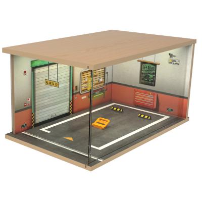 China 1:18 Car Parking Garage DIY Garage Solid Wood Wooden Model Handmade Scene Model for sale