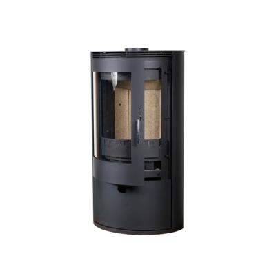 China Highly Efficient 9KW Cylindrical Indoor Wood Burning Stove Fireplace Freestanding Appliances Wood Fireplace for sale