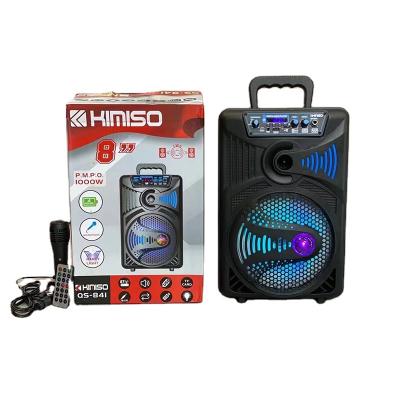 China None QS841 Kimiso 8 Inch Home Theater Speaker Outdoor Portable Column Wireless Speaker with USB TF FM Colorful Lightweight Microphone for sale