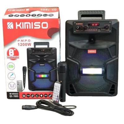 China QS-7805 Colorful Portable Wireless Speaker Kimiso Outdoor Subwoofer Wireless 8 Inch Bluetooth Speakers With Microphone Support TF for sale