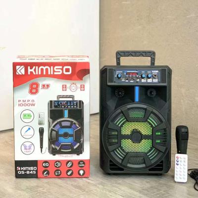 China High Quality QS-845 Speaker KIMISO Big Power Wireless Outdoor Portable Trolley Speaker 8 Inches for sale