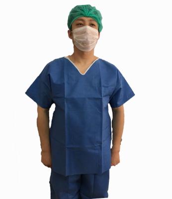 China Disposable Scrub Suit ,PPor SMS fabric.Short Sleeve with or without pocket in China. for sale