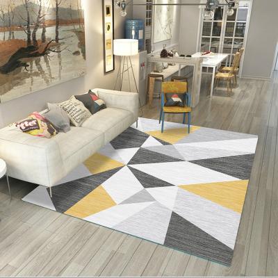 China Washable Cheap Rugs And Blankets Nordic Geometry Shape Polyester Printed Carpet Tile Rug For Living Room Te koop