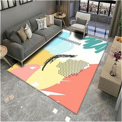 China Washable Cheap Rugs And Blankets Geometry Shape Nordic Polyester Printed Carpet Tile Mat For Living Room Te koop