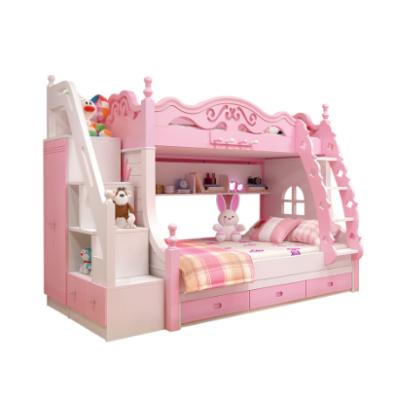 China Wooden Kids Bunk Bed (Other) Queen Adjustable Pink Beds Kids Furniture Bedroom With Storage Bedroom Beds for sale