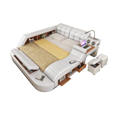 China (Other) Adjustable Stylish Modern Leather Bed Designs Smart Massage Bed With Audio for sale