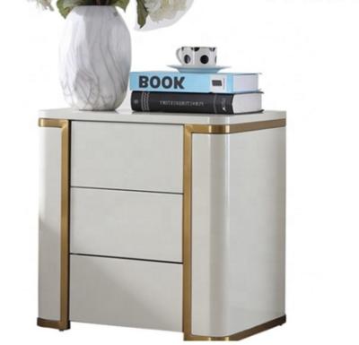 China Modern Design Adjustable Bedroom Furniture White (Height) Night Stands Gold Industrial Nightstand With Drawer for sale