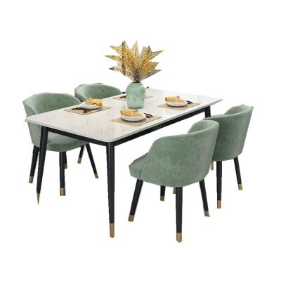 China (Size) adjustable nordic modern simple dining table set household dining tables with metal marble top leg for sale