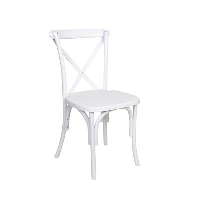 China Modern Plastic Resin X Cross Back Stackable Hotel Furniture Commercial Wedding Chair Te koop