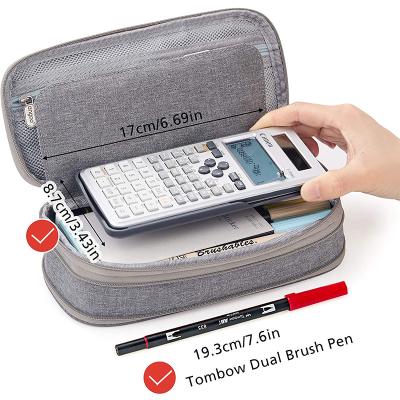 China Fashion\Comfortable\Durable Large Pencil Case Capacity 3 Compartments Canvas Pencil Pouch Large For Teen Girls Boys School Students for sale