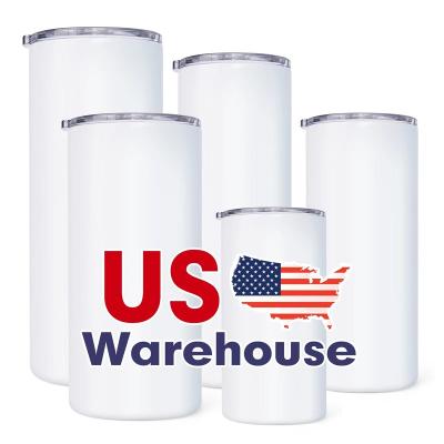 China Sustainable USA Warehouse Double Wall Blanks Sublimation Tumblers 20 oz Skinny Straight Sublimation Tumblers for Sublimation Printing for sale