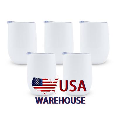 China Sustainable USA Warehouse 12 Oz Double Walled Vacuum Insulated Stainless Steel Cup Stemless 12oz Sublimation Blank Wine Tumbler for sale