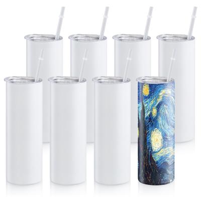 China Sustainable USA Warehouse 20oz Double Wall Insulated Straight Sublimation Tumbler White 20 Oz Stainless Steel Heat Transfer Printing Tumbler for sale