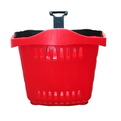 China Eco-friendly Hot Selling Plastic Shopping Rolling Hand Basket With Wheels for sale