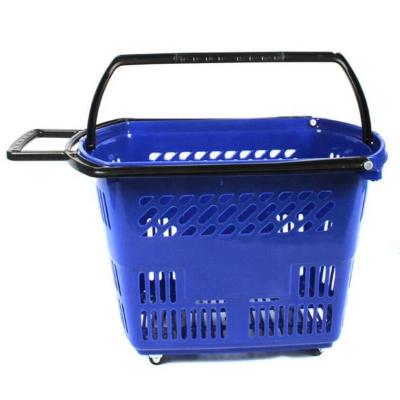 China Economy Factory Direct Sale Supermarket Plastic Rolling Folding Shopping Basket for sale