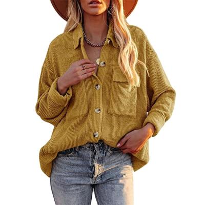 China Anti-wrinkle Autumn And Winter Solid Color 2022 Buttoned Lady Shirt Long Sleeve Women Loose Shirt Coat for sale