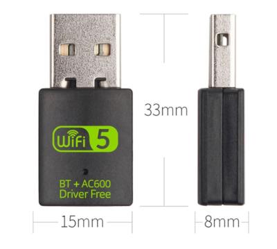 China LAPTOP 2 in 1 Dual Band USB Bluetooth WiFi Adapter 600Mbps Mini WiFi Dongle For PC Laptop Desktop for sale