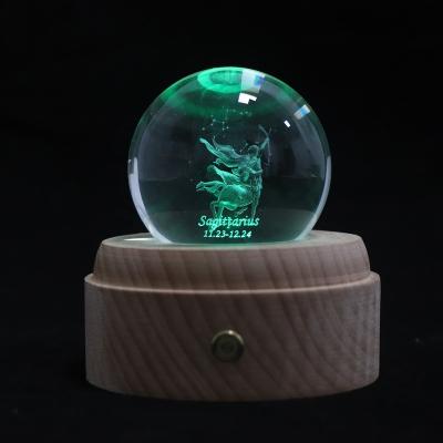 China European Custom Creative Bull 3D Crystal Balls Night Light Music Box Lamp Rechargeable Gift Mood Lamp for Christmas Gift for sale