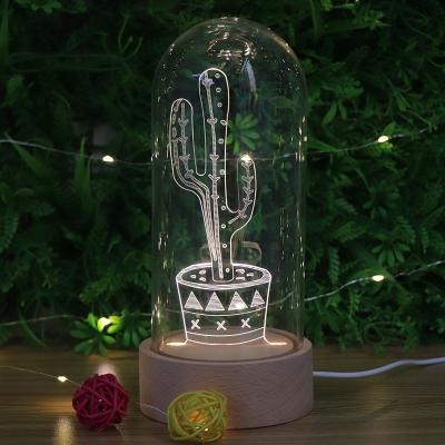 China Creative Nordic Romantic Decorative Glass Cover Table Lamp Christmas Night Light Decoraion and Birthday Gift for sale