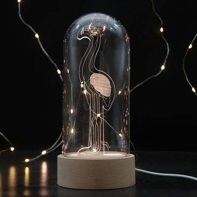 China Creative Nordic Romantic Decorative Glass Cover Table Lamp Christmas Night Light Decoraion and Birthday Gift for sale