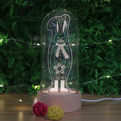 China Nordic Romantic Rabbit Creative Acrylic 3D Desk Lamp Glass Cover Table Decoraion Night Light Decorative Light for sale