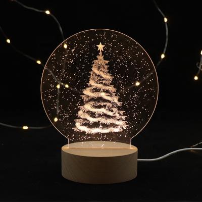 China Modern Acrylic 3D Tree LED Lamp Wooden Christmas Desk Lamp Moment Daily Night Light With USB Button Switch for sale