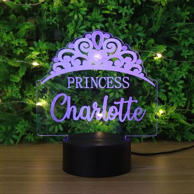 China Beautiful Decoraion Romantic Imperial Crown DIY Shape Switch 7 Color Acrylic Touch Changing 3D Lamp Night Light for sale