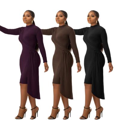 China Hot Selling Breathable Mid Length Casual Dress Bodycon Dress Women Irregular Border Dress Women Mid Length for sale