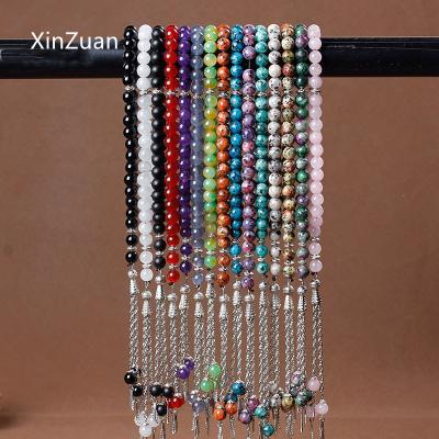 China Rosary Bead UAE Kuwait Palestine Colored Islamic Prayer Beads Strings Muslim Rosary Beads 33 Jade Agate 8mm Crystal Hand Beads For Pray for sale