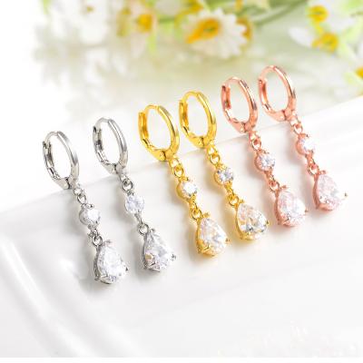 China Trendy Zircon Drop Earrings Fashion Korean Style Pendant Diamond Drop Earrings Design For Girls for sale