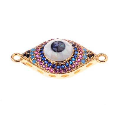 China Hiphop Mix Colors CZ Brass Micro Pave Evil Eyes Connector, Cubic Zircon Connector Link Jewelry Findings for sale