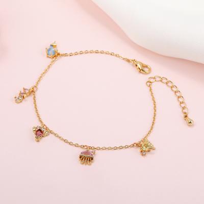 China Cute Europe and America New Design Beach Style Bracelet Sea Animal Charms Anklet 18K Plated Jewelry for sale