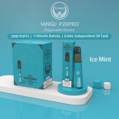 China Mint Ice Flavor Disposable Vape Device 2000 Puffs 1100mah Unrechargeable for sale