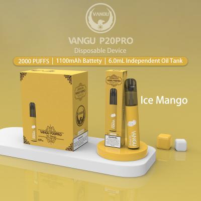 China 5% Nicotine Healthy Electronic Cigarette Mango Ice 2000 Puffs 6.0ml for sale