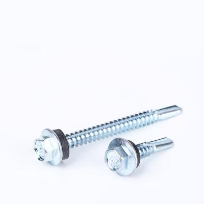 China Pan Painted Hex Washer Head Self Roofing Drilling Screws With EPDM Gasket for sale